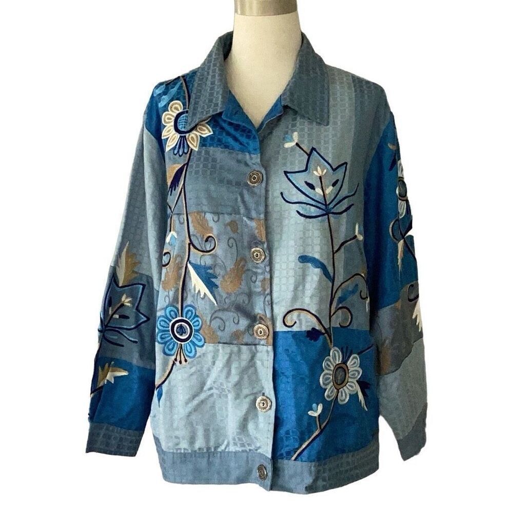Indigo Moon Women’s 1X Artisan Embroidered Lined Jacket Quilted